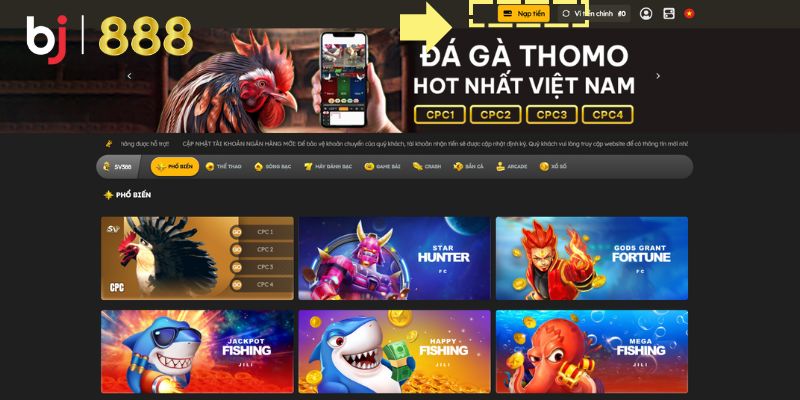 Truy cập vào trang nạp tiền BJ888